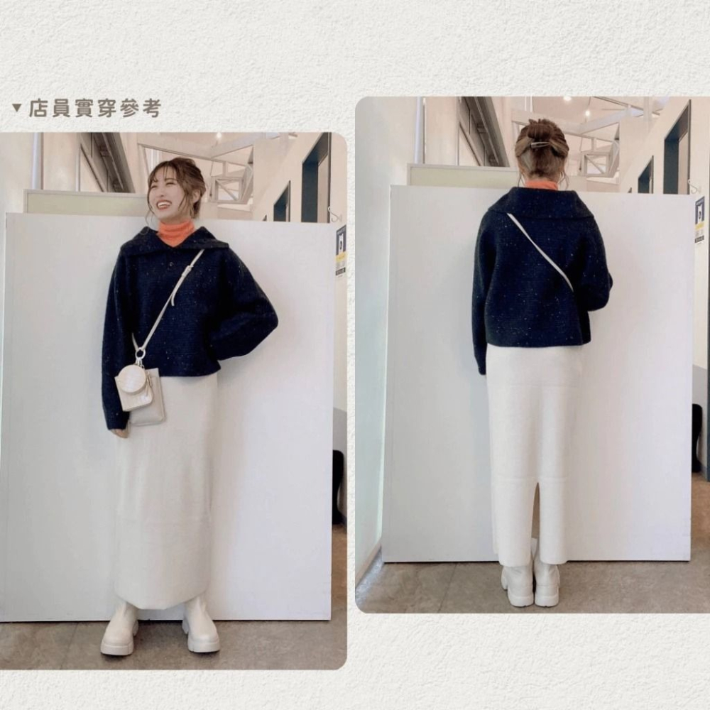 🐈 快來帶走我的二手衣 🇯🇵 🐈 日本正品 LOWRYS FARM 可愛大領混織短版上衣 炭黑色 二手日牌 古著-細節圖5