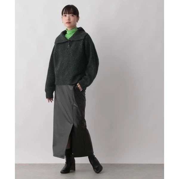 🐈 快來帶走我的二手衣 🇯🇵 🐈 日本正品 LOWRYS FARM 可愛大領混織短版上衣 炭黑色 二手日牌 古著-細節圖8