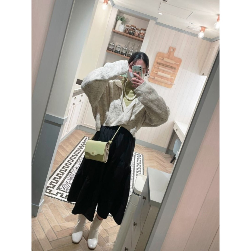 🐈 快來帶走我的二手衣 🇯🇵 🐈 日本正品 Kastane 海軍領短版針織毛衣 混色米色 罩衫外套 二手日牌-細節圖4