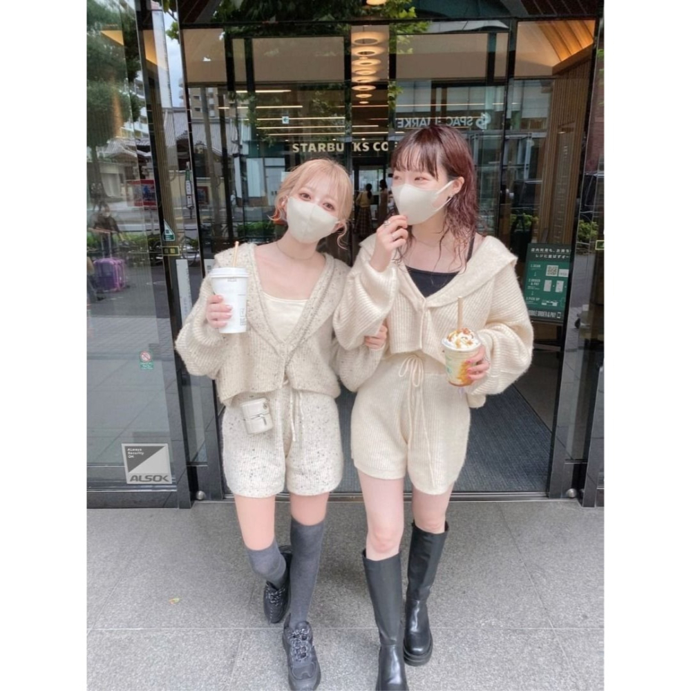 🐈 快來帶走我的二手衣 🇯🇵 🐈 日本正品 Kastane 海軍領短版針織毛衣 混色米色 罩衫外套 二手日牌-細節圖7