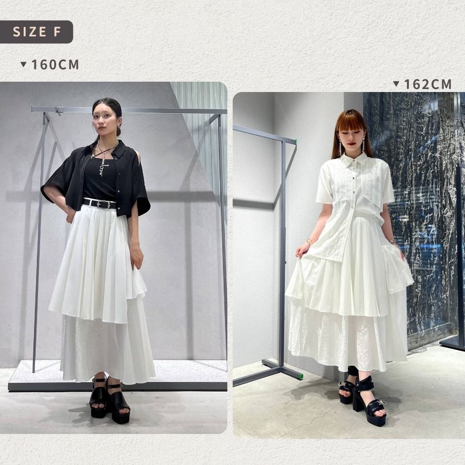 🐈 全新 快來帶走我的二手衣 🇯🇵 🐈 日本正品 HARE 女百褶設計拼接壓紋荷葉長裙 白色 日牌-細節圖3