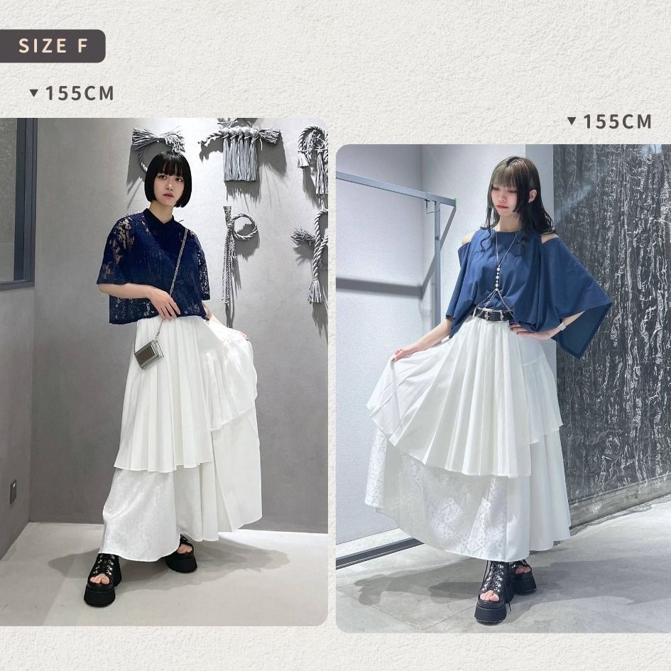 🐈 全新 快來帶走我的二手衣 🇯🇵 🐈 日本正品 HARE 女百褶設計拼接壓紋荷葉長裙 白色 日牌-細節圖4