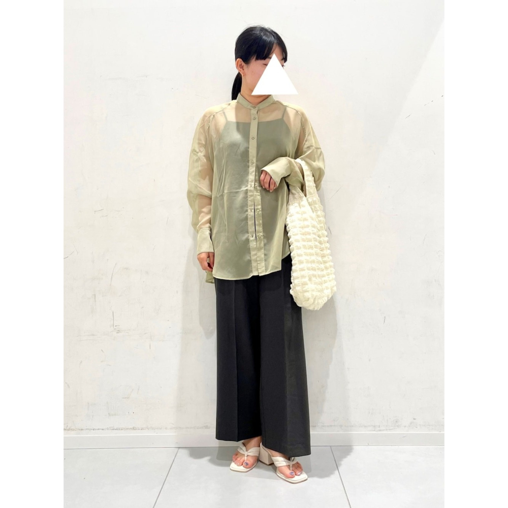 🐈 快來帶走我的二手衣 🐈 日本正品 SENSE OF PLACE 透膚寬版排釦襯衫 鼠尾草綠 日牌古著-細節圖3