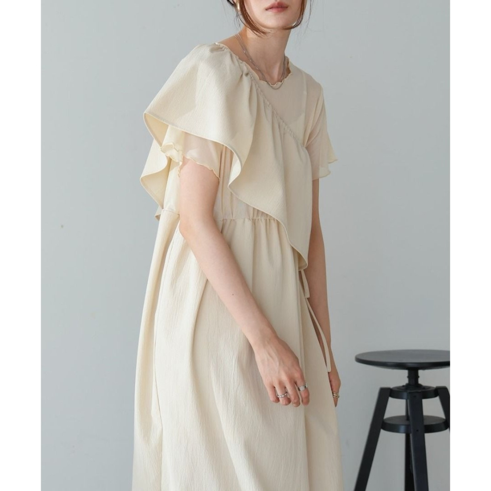 🐈 快來帶走我的二手衣 🇯🇵 🐈 日本正品 Bab 多way綁帶透膚拼接洋裝 米白色 M號 短袖洋裝 二手日牌-細節圖2