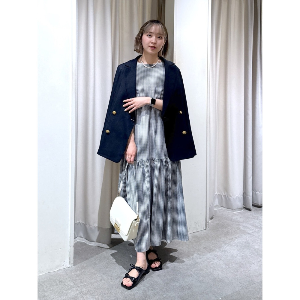 🐈 快來帶走我的二手衣 🇯🇵 🐈 日本正品 FREE＇S MART 格紋氣球袖分層洋裝 黑白格子 二手日牌 古著-細節圖4