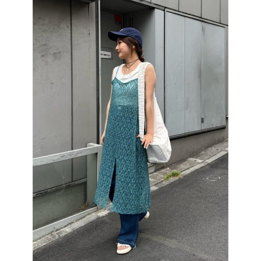 🐈 快來帶走我的二手衣 🇯🇵 🐈 日本正品 Kastane 碎花蕾絲背心裙 黑白花紋 二手日牌-細節圖8
