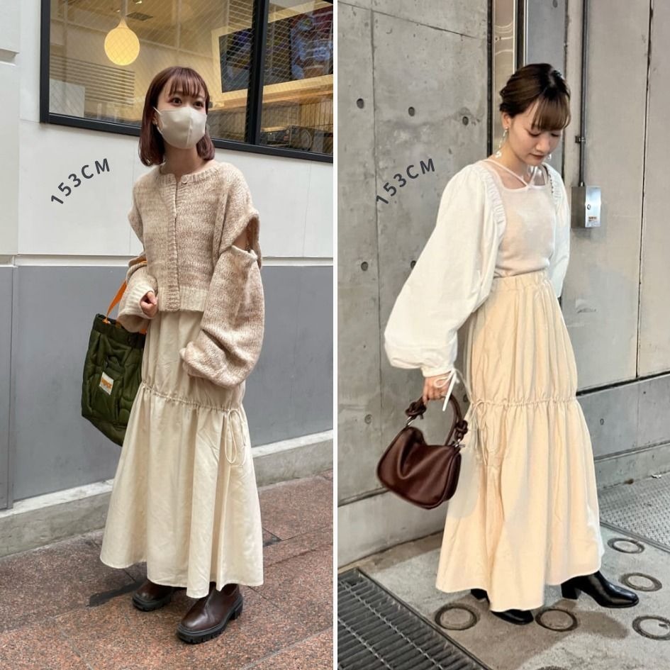 🐈 快來帶走我的二手衣 🇯🇵 🐈 日本正品 Kastane 日本熱賣の顯瘦抽繩工裝裙 米白色 二手日牌 古著-細節圖6