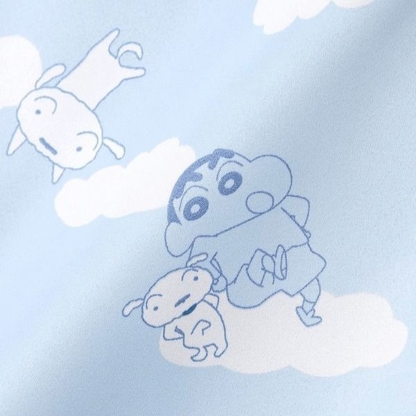 🐈 快來帶走我的二手衣 🇯🇵 🐈 日本正品 GU 蠟筆小新 小白緞面家居服 藍色 S號 睡衣 二手日牌 古著-細節圖2