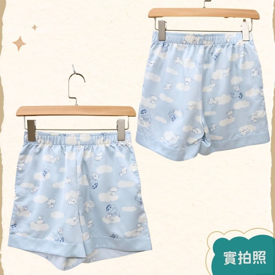 🐈 快來帶走我的二手衣 🇯🇵 🐈 日本正品 GU 蠟筆小新 小白緞面家居服 藍色 S號 睡衣 二手日牌 古著-細節圖5