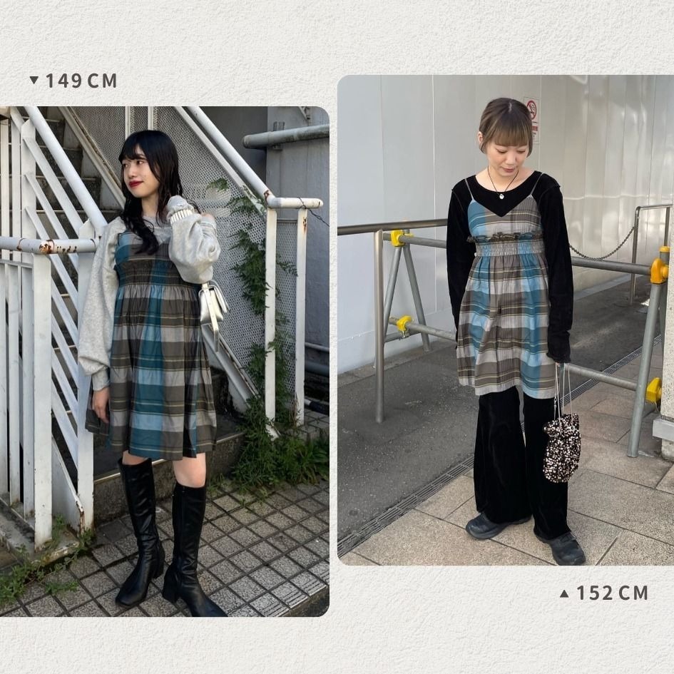 🐈 快來帶走我的二手衣 🇯🇵 🐈 日本正品 Kastane 2way抽褶格紋吊帶背心 灰色 二手日牌 古著-細節圖6