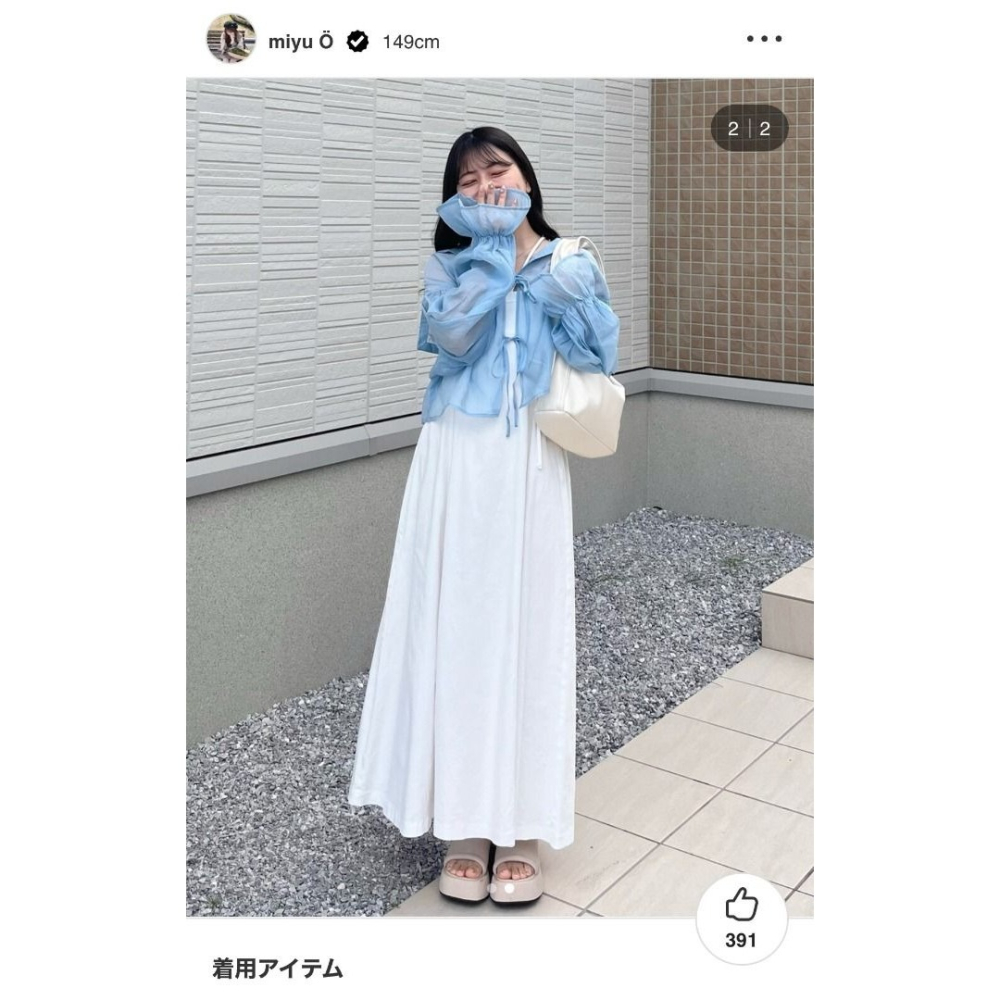 🐈 快來帶走我的二手衣 🇯🇵 🐈 日本正品 w closet 雙綁帶水手領透膚罩衫 水藍色 二手日牌 古著-細節圖6