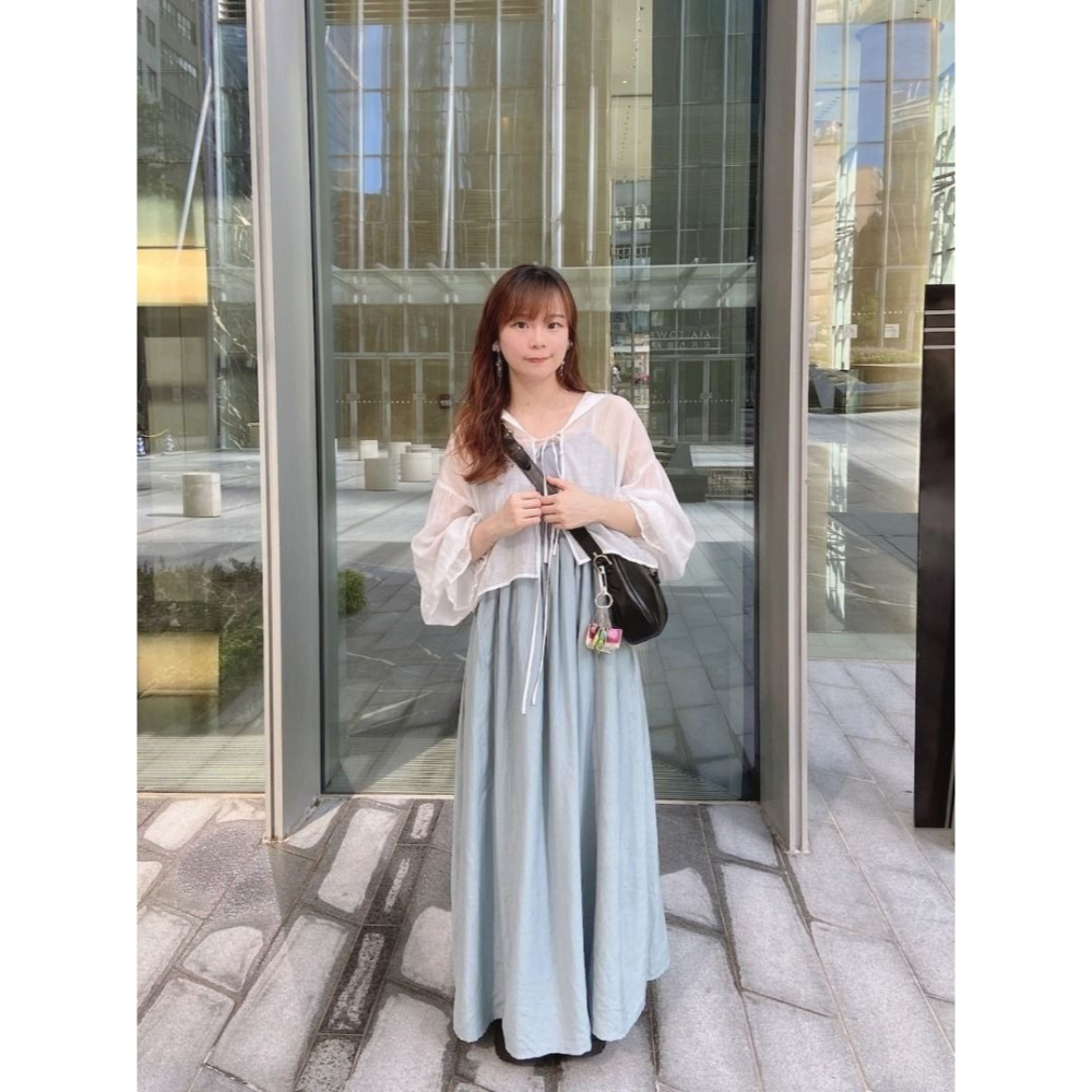 🐈 快來帶走我的二手衣 🇯🇵 🐈 日本正品 w closet 雙綁帶水手領透膚罩衫 水藍色 二手日牌 古著-細節圖10