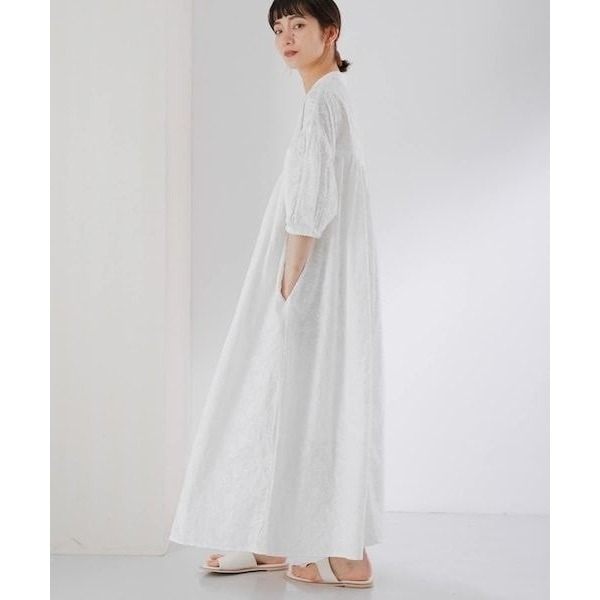 🐈 快來帶走我的二手衣 🇯🇵 🐈 日本正品 KBF 刺繡佩斯利花紋洋裝 藍色 澎袖設計 二手日牌 古著-細節圖8