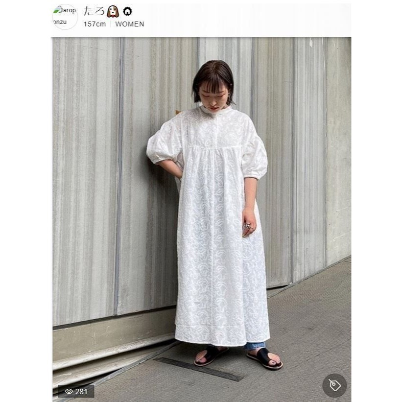 🐈 快來帶走我的二手衣 🇯🇵 🐈 日本正品 KBF 刺繡佩斯利花紋洋裝 藍色 澎袖設計 二手日牌 古著-細節圖10