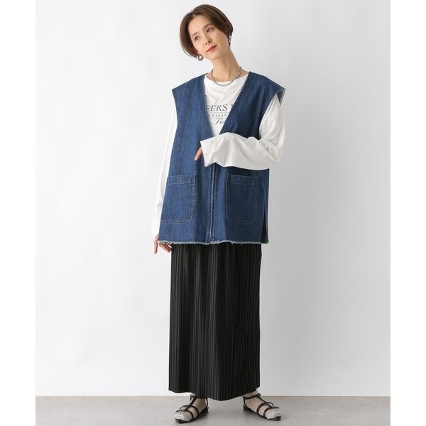 🐈 快來帶走我的二手衣 🇯🇵 🐈 日本正品 LEPSIM V領單寧雙口袋拉鍊背心 原色藍 二手日牌 古著-細節圖3