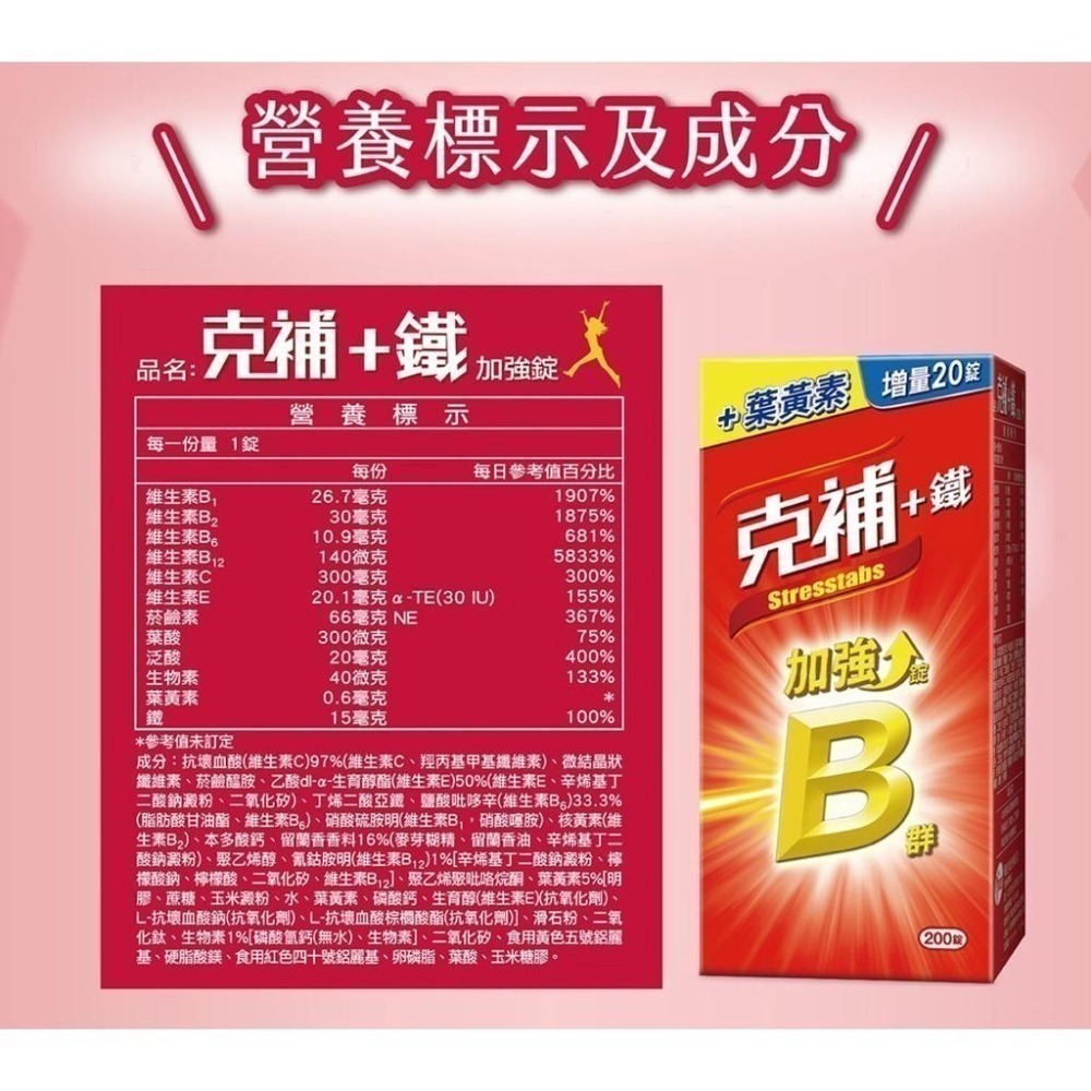 COSTCO代購 特價限量 Stresstabs 克補 + 鐵 加強錠 200錠 B群 效期2028/03-細節圖3