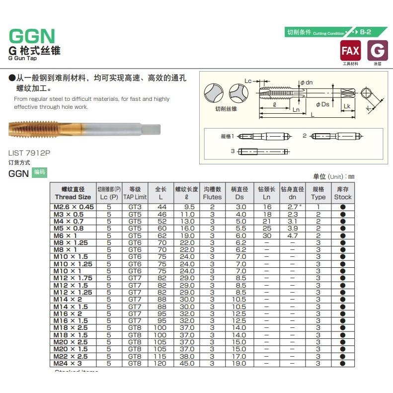 77機械五金:先端絲攻覆鈦L7912P-GGN  NACHI-細節圖2