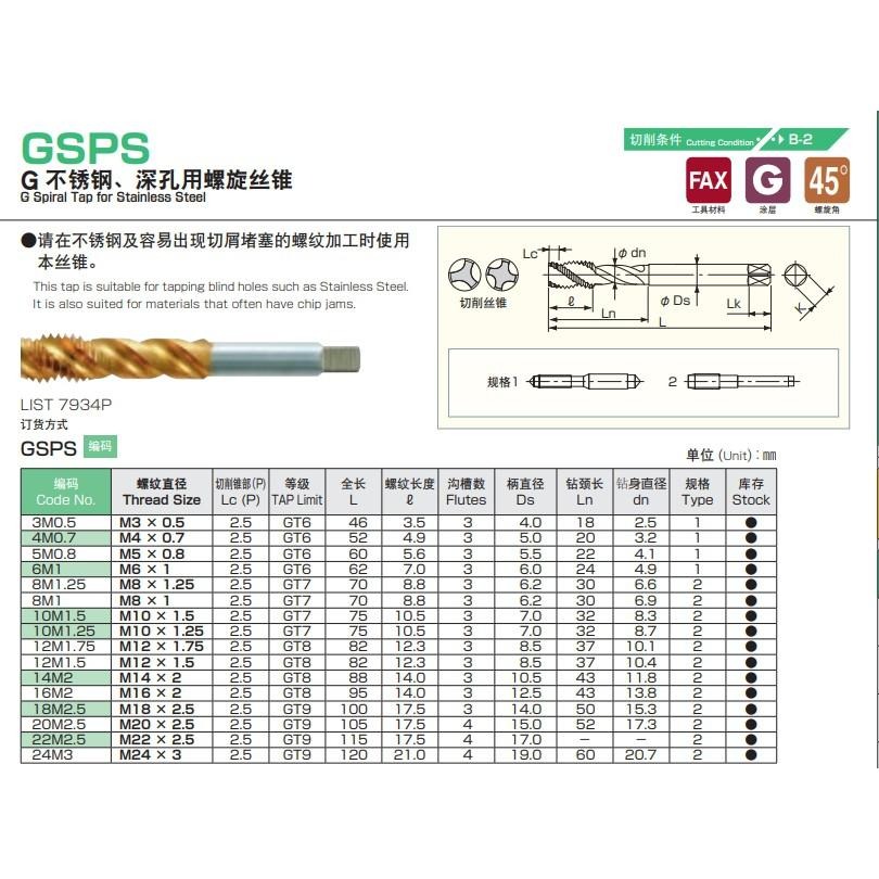 77機械五金:螺旋絲攻粉末深孔L7934P-GSPS NACHI-細節圖2