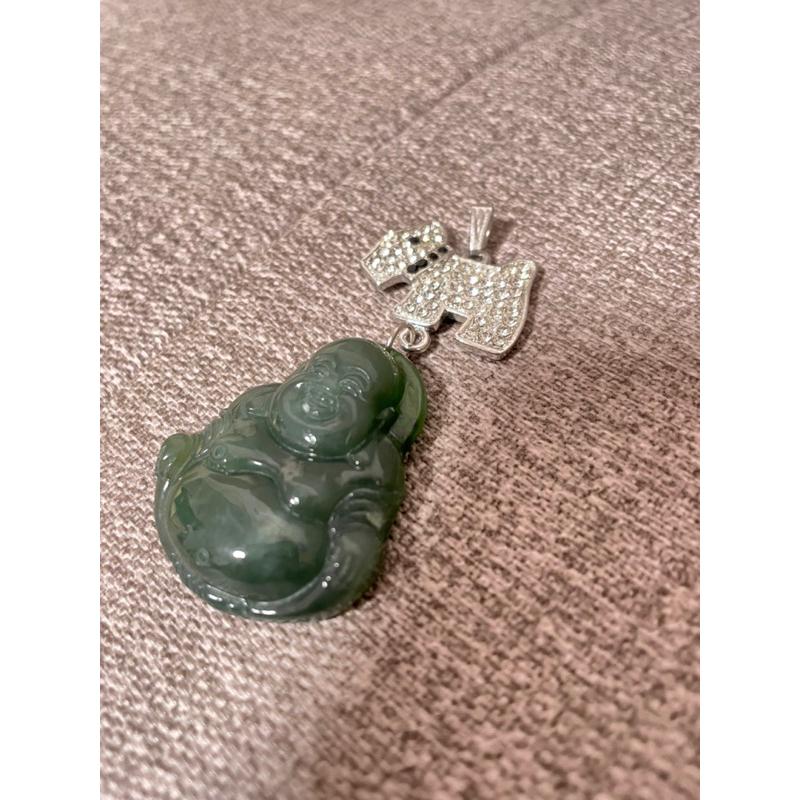 天然俄羅斯碧玉雕刻彌勒佛吊墜玉佛  （附贈可愛扣頭-細節圖2