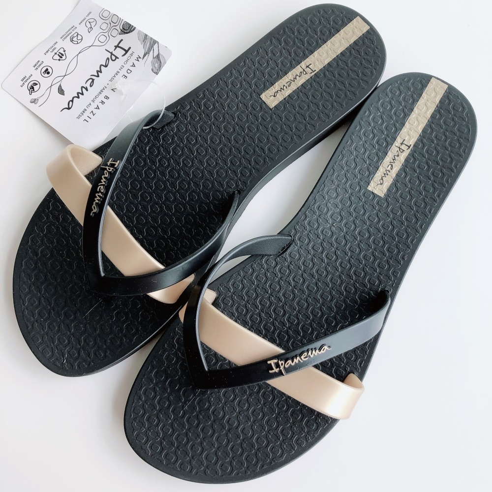 🔥*Ipanema 2023*巴西拖鞋(純色簡約 雙帶造型 KIREI 夾腳平底拖鞋) 黑/金 8180524006-細節圖5