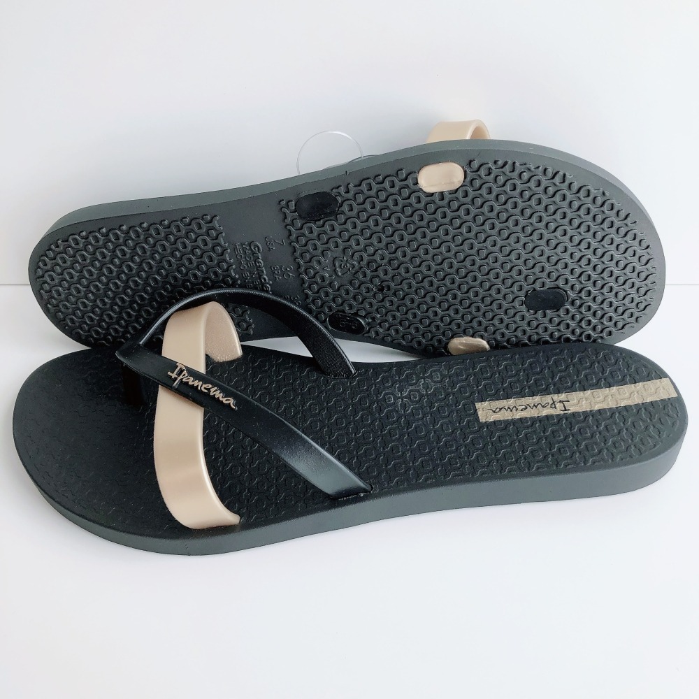 🔥*Ipanema 2023*巴西拖鞋(純色簡約 雙帶造型 KIREI 夾腳平底拖鞋) 黑/金 8180524006-細節圖6