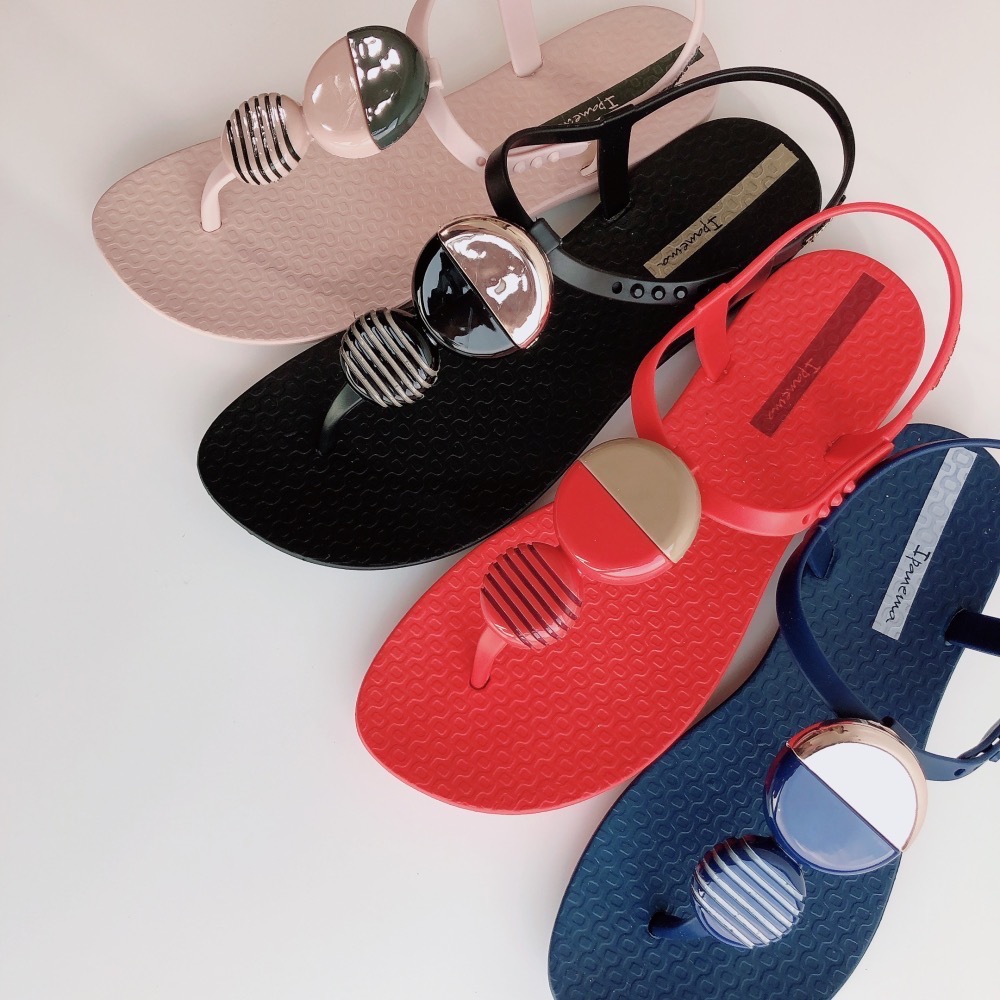 🔥*Ipanema*巴西涼鞋(圓形幾何條紋 ELLA FEM T字 夾腳涼鞋) 黑 2639320576-細節圖2