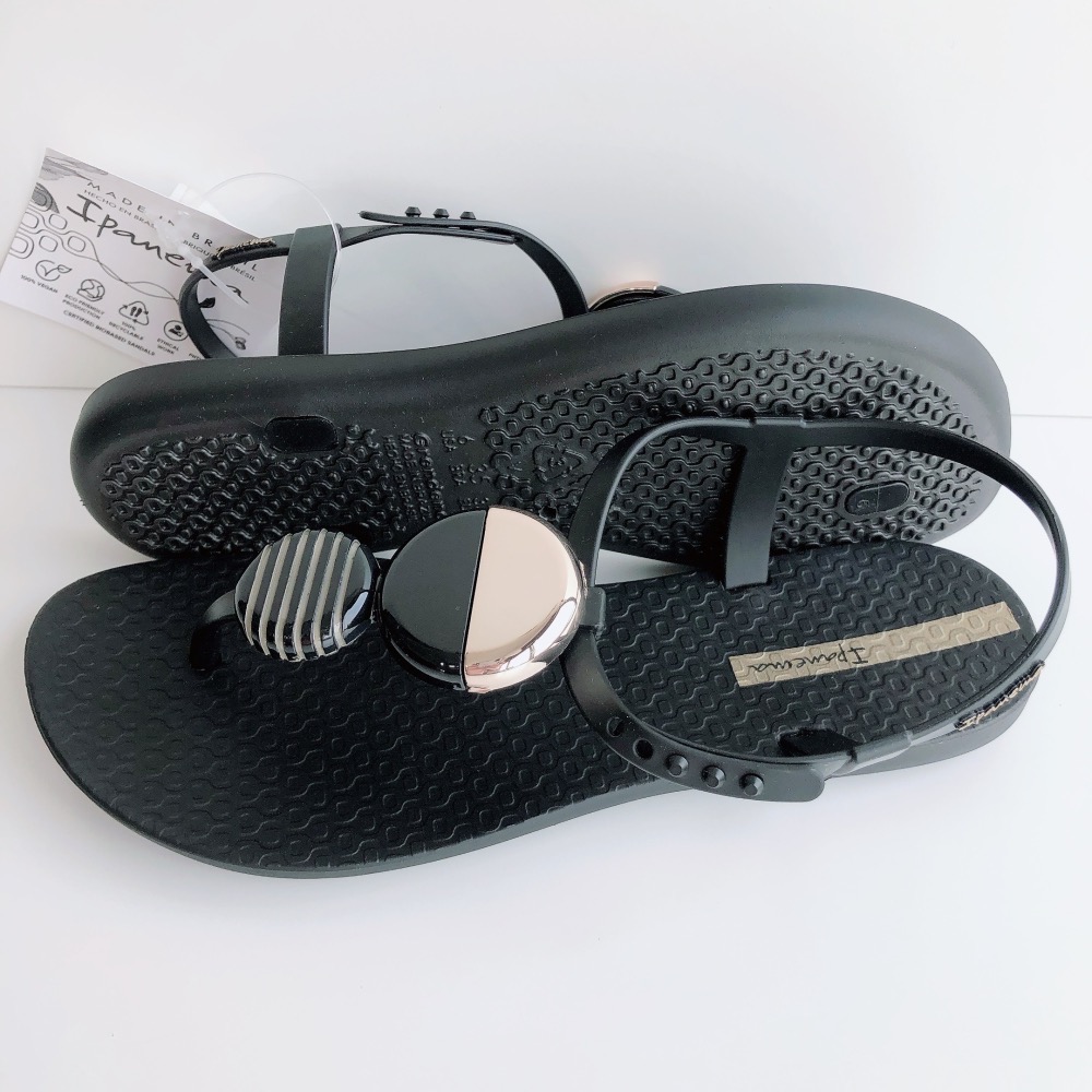 🔥*Ipanema*巴西涼鞋(圓形幾何條紋 ELLA FEM T字 夾腳涼鞋) 黑 2639320576-細節圖6