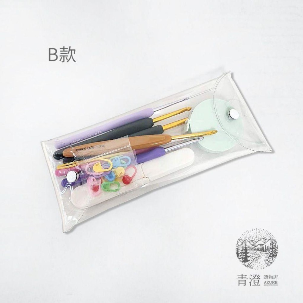 PVC├透明按扣收納包┤ ins風 透明文具袋 旅行收納包 透明包 口紅包 筆袋 壓扣袋 化妝品收納 卡包-細節圖6