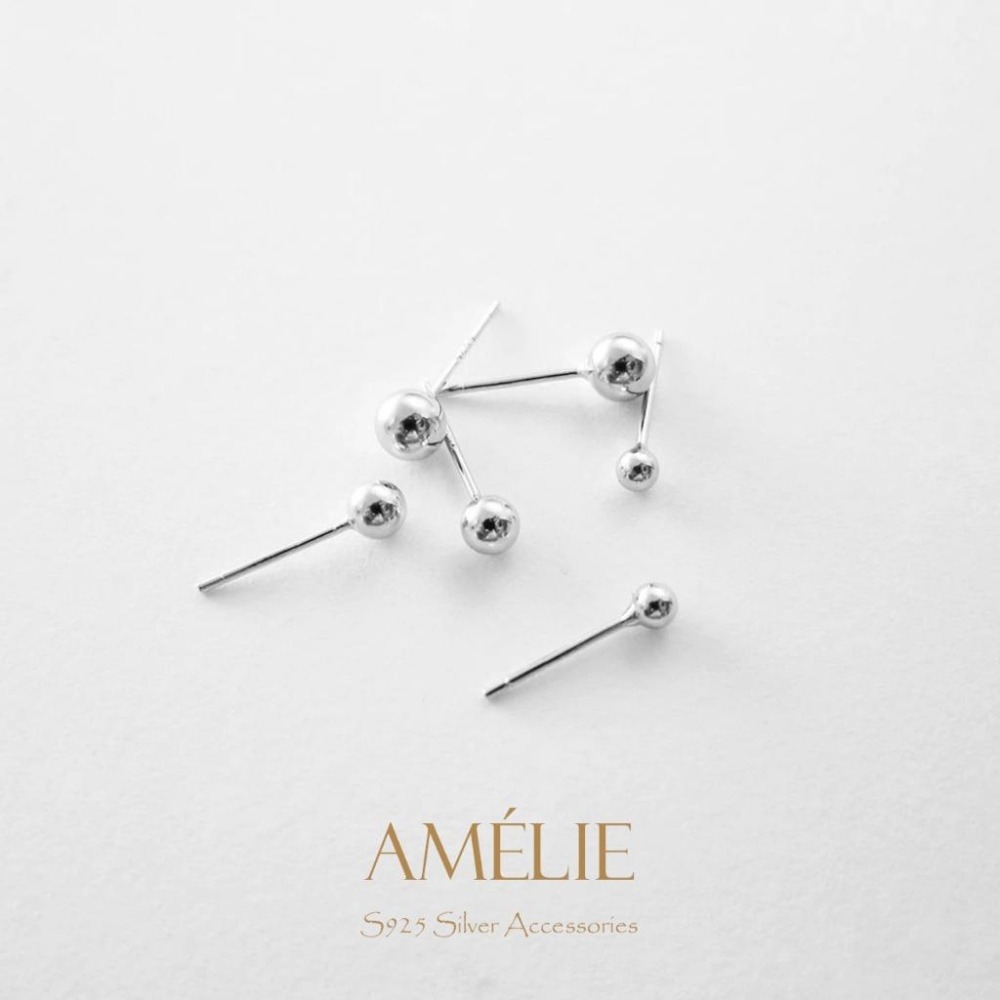 925銀├燈泡耳環┤ 純銀耳還 燈泡圓球耳環 小圓球耳針 耳釘 耳環 銀飾 銀耳針 耳束-細節圖2
