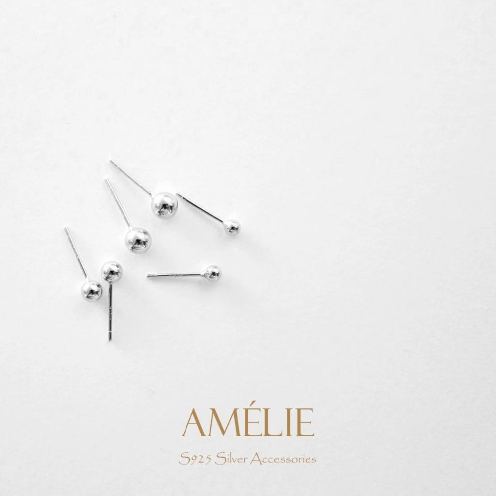 925銀├燈泡耳環┤ 純銀耳還 燈泡圓球耳環 小圓球耳針 耳釘 耳環 銀飾 銀耳針 耳束-細節圖3