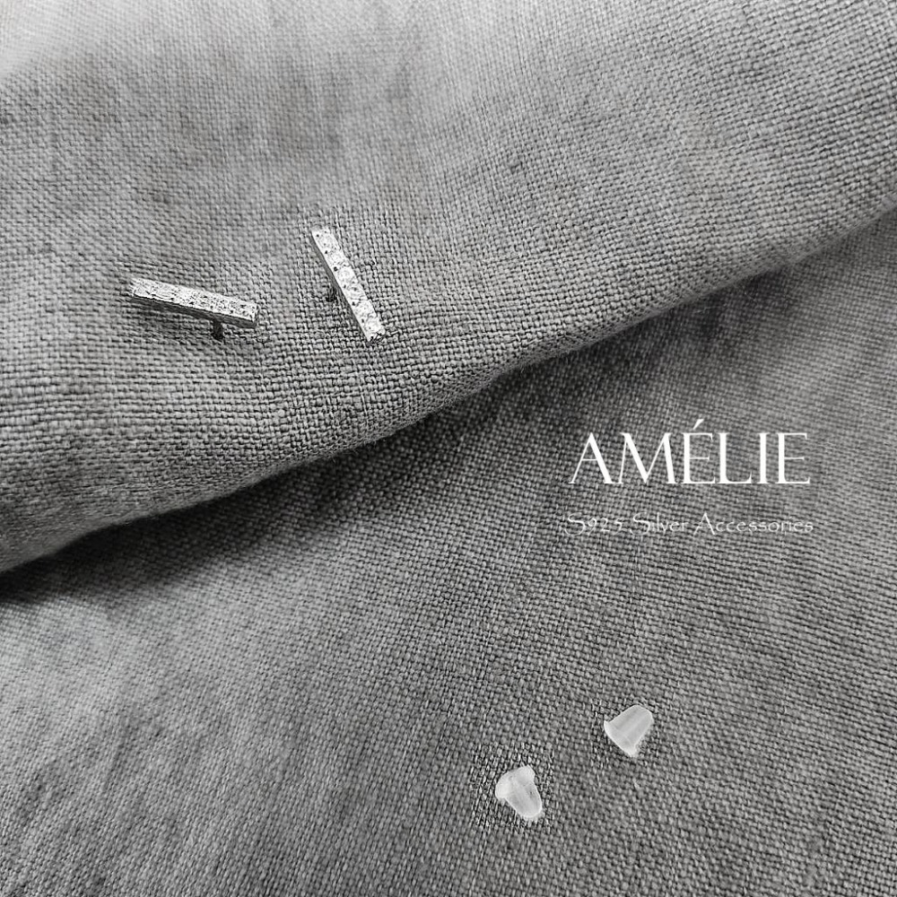 925銀├簡約線條耳環┤ 純銀耳環 鋯石耳環 銀耳環 造型耳環 鑽石耳環 水晶耳環-細節圖2