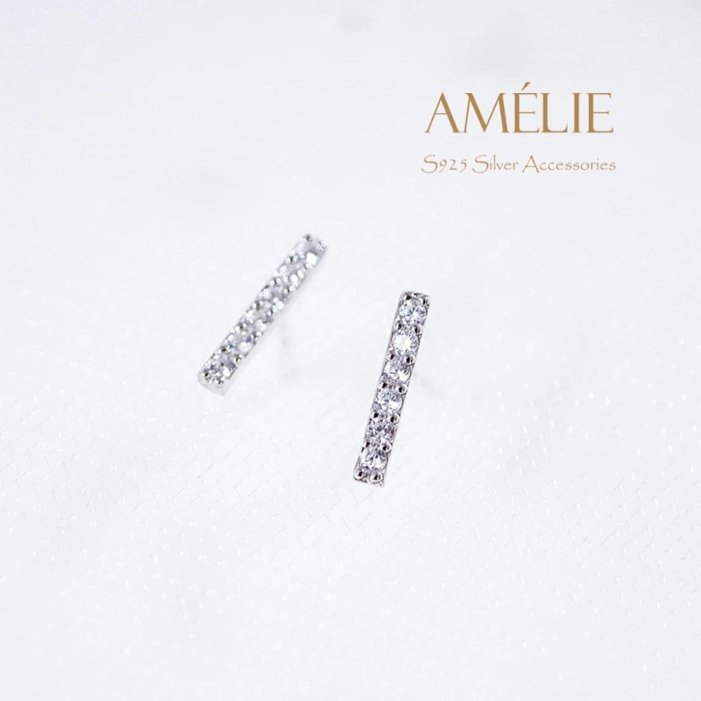 925銀├簡約線條耳環┤ 純銀耳環 鋯石耳環 銀耳環 造型耳環 鑽石耳環 水晶耳環-細節圖3