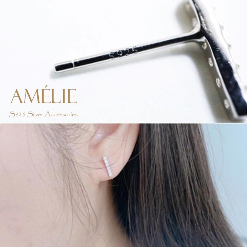 925銀├簡約線條耳環┤ 純銀耳環 鋯石耳環 銀耳環 造型耳環 鑽石耳環 水晶耳環-細節圖7