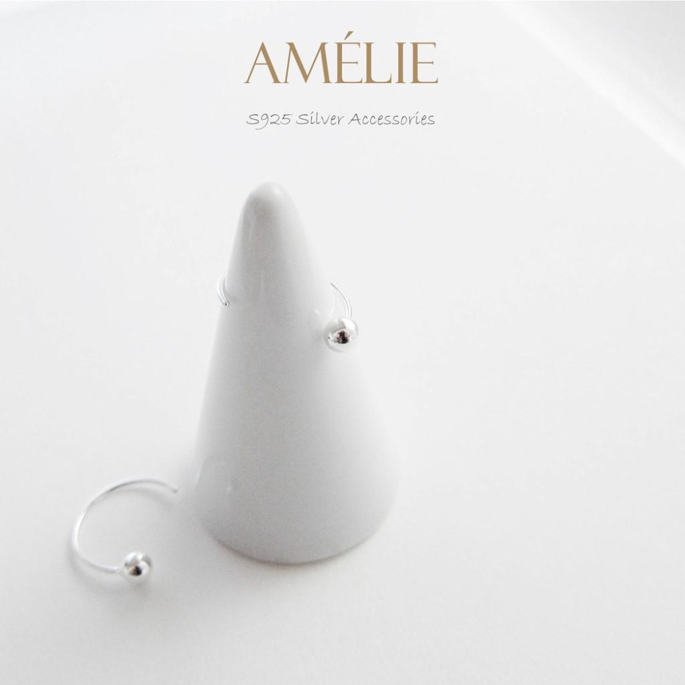 925銀├小圓球半圈耳環┤ 燈泡 耳環 豆豆 簡約風 半圓造型 耳骨圈-細節圖2