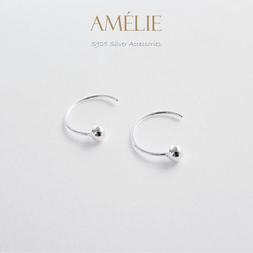 925銀├小圓球半圈耳環┤ 燈泡 耳環 豆豆 簡約風 半圓造型 耳骨圈-細節圖4
