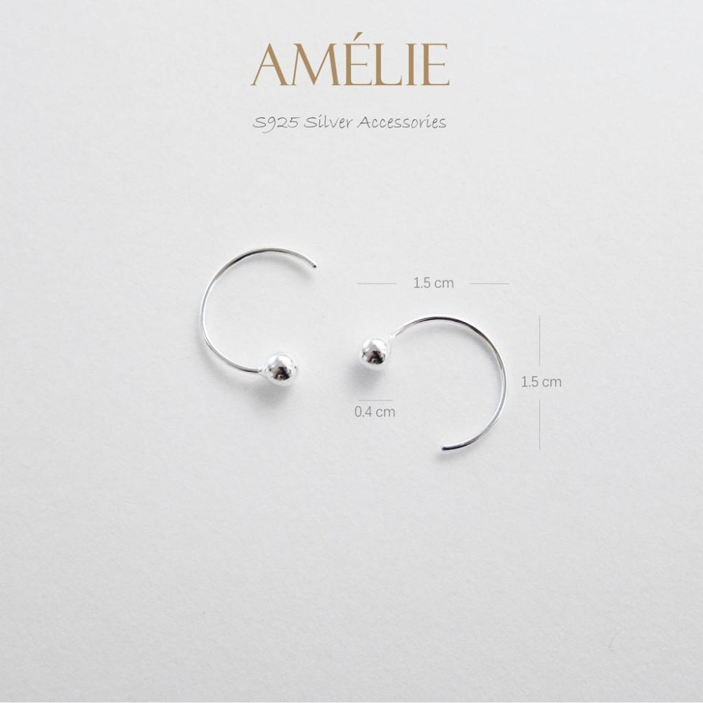 925銀├小圓球半圈耳環┤ 燈泡 耳環 豆豆 簡約風 半圓造型 耳骨圈-細節圖5