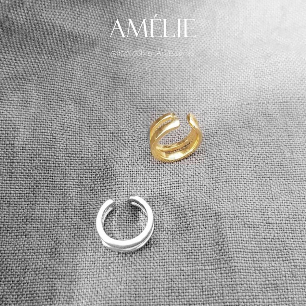 925銀├雙層耳夾┤ S925 耳飾  簡約線條  耳環 耳骨耳環 銀飾耳環 銀飾 夾式耳環 銀色 金色-細節圖3