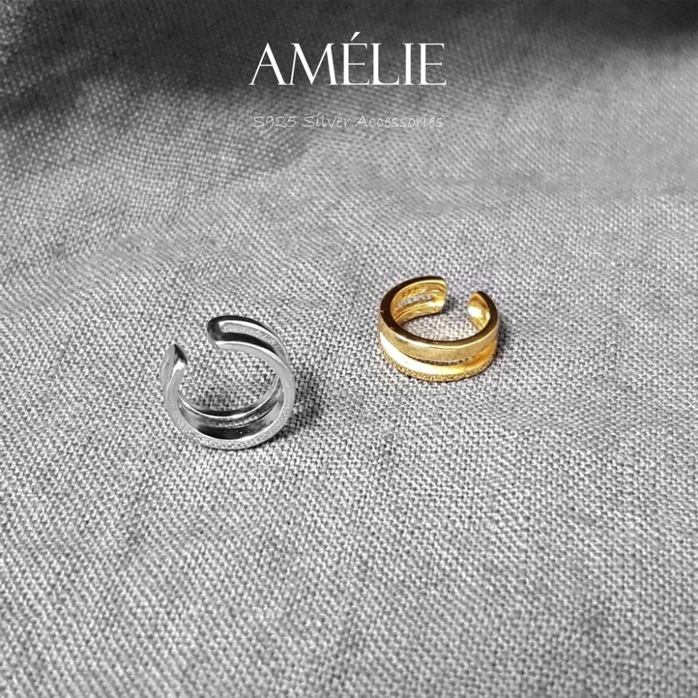925銀├雙層耳夾┤ S925 耳飾  簡約線條  耳環 耳骨耳環 銀飾耳環 銀飾 夾式耳環 銀色 金色-細節圖4