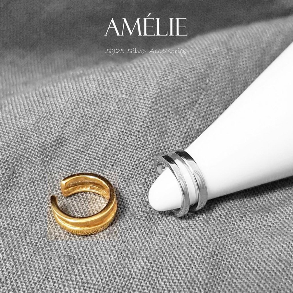 925銀├雙層耳夾┤ S925 耳飾  簡約線條  耳環 耳骨耳環 銀飾耳環 銀飾 夾式耳環 銀色 金色-細節圖5