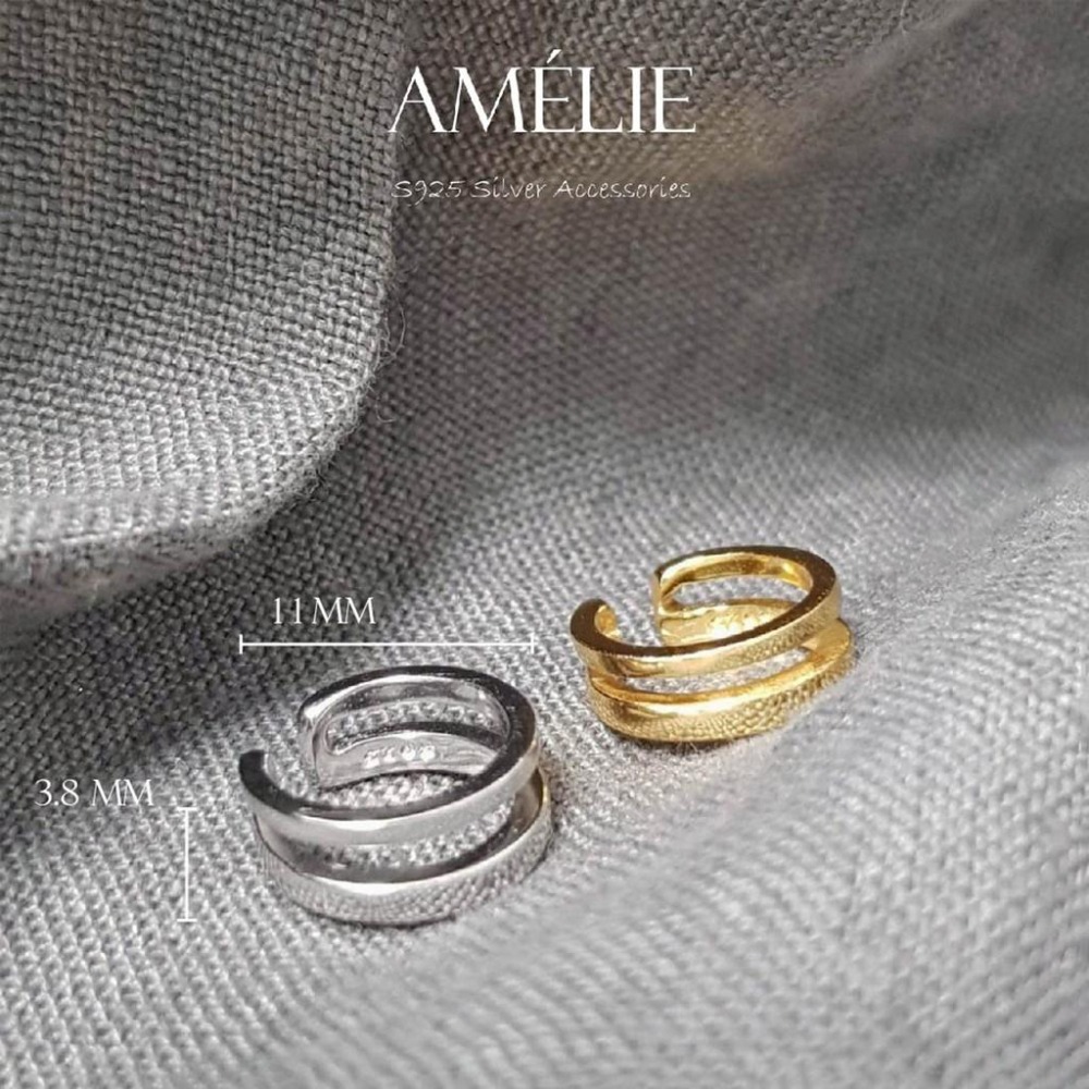 925銀├雙層耳夾┤ S925 耳飾  簡約線條  耳環 耳骨耳環 銀飾耳環 銀飾 夾式耳環 銀色 金色-細節圖9