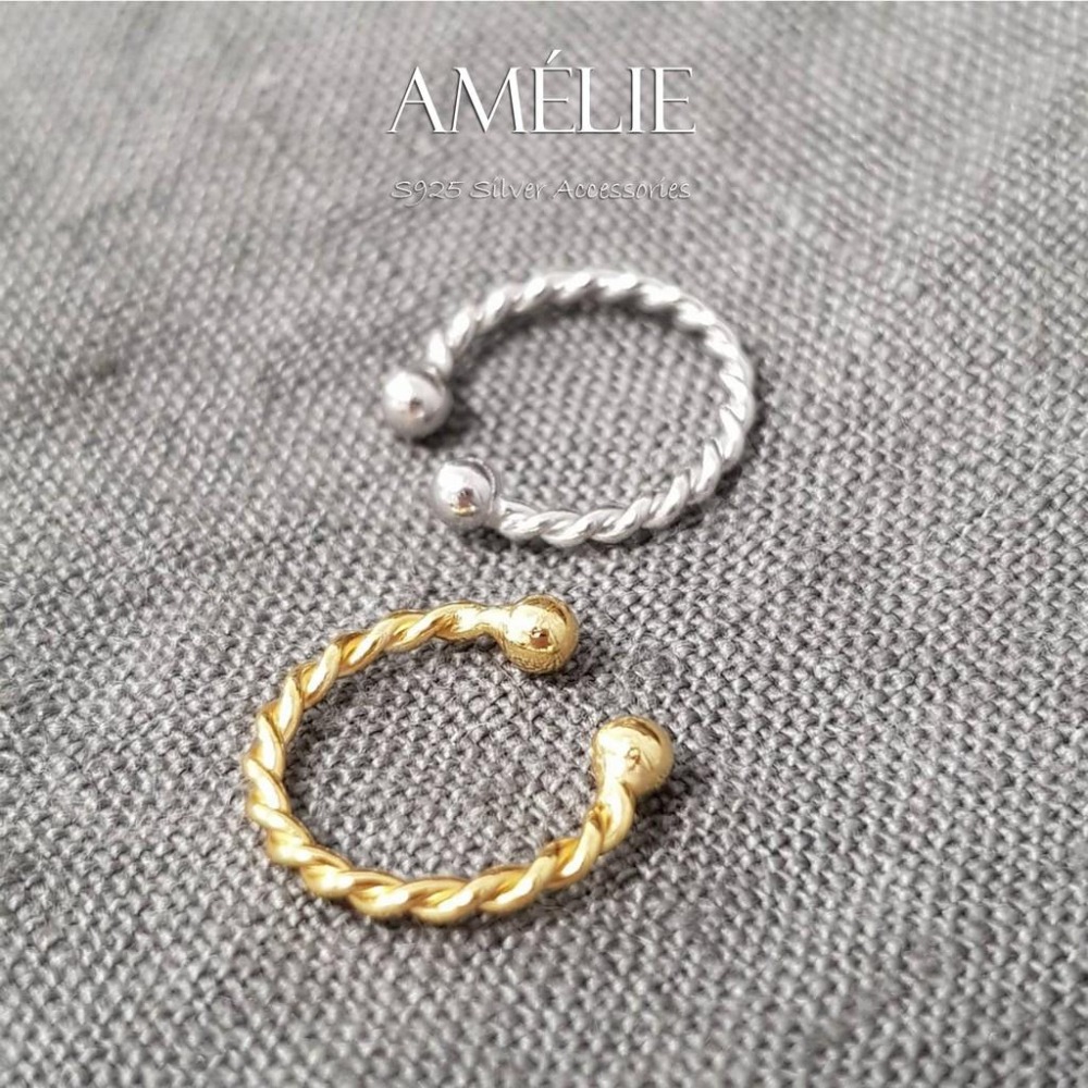 925銀├細麻花耳夾┤ S925 耳飾 金色 細麻花 耳夾 耳環 耳骨耳環 銀飾耳環 銀飾 夾式耳環-細節圖2