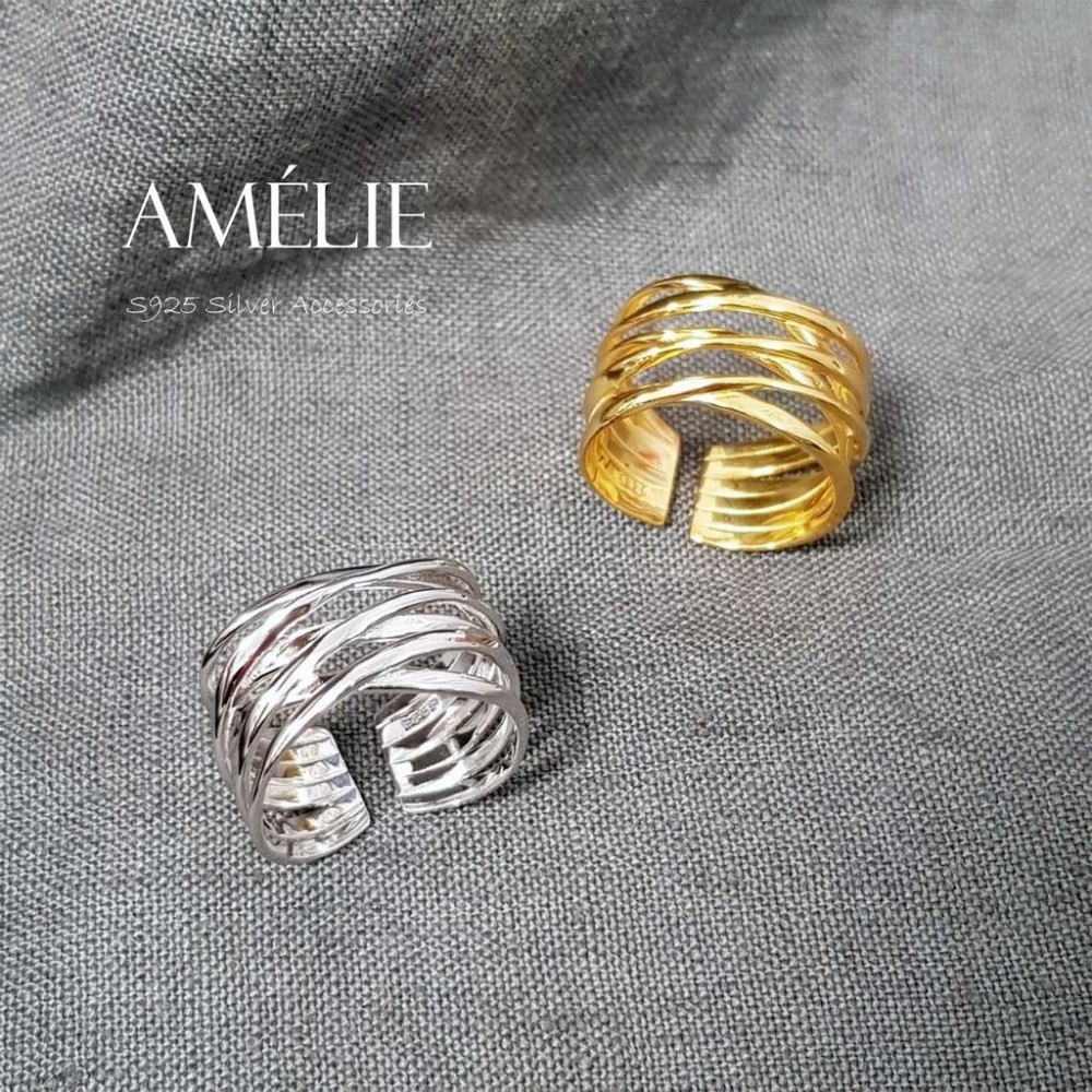 925銀├錯落線條開口戒┤ 純銀 銀戒 個性戒 開口戒 純銀 食指戒 S925-細節圖3