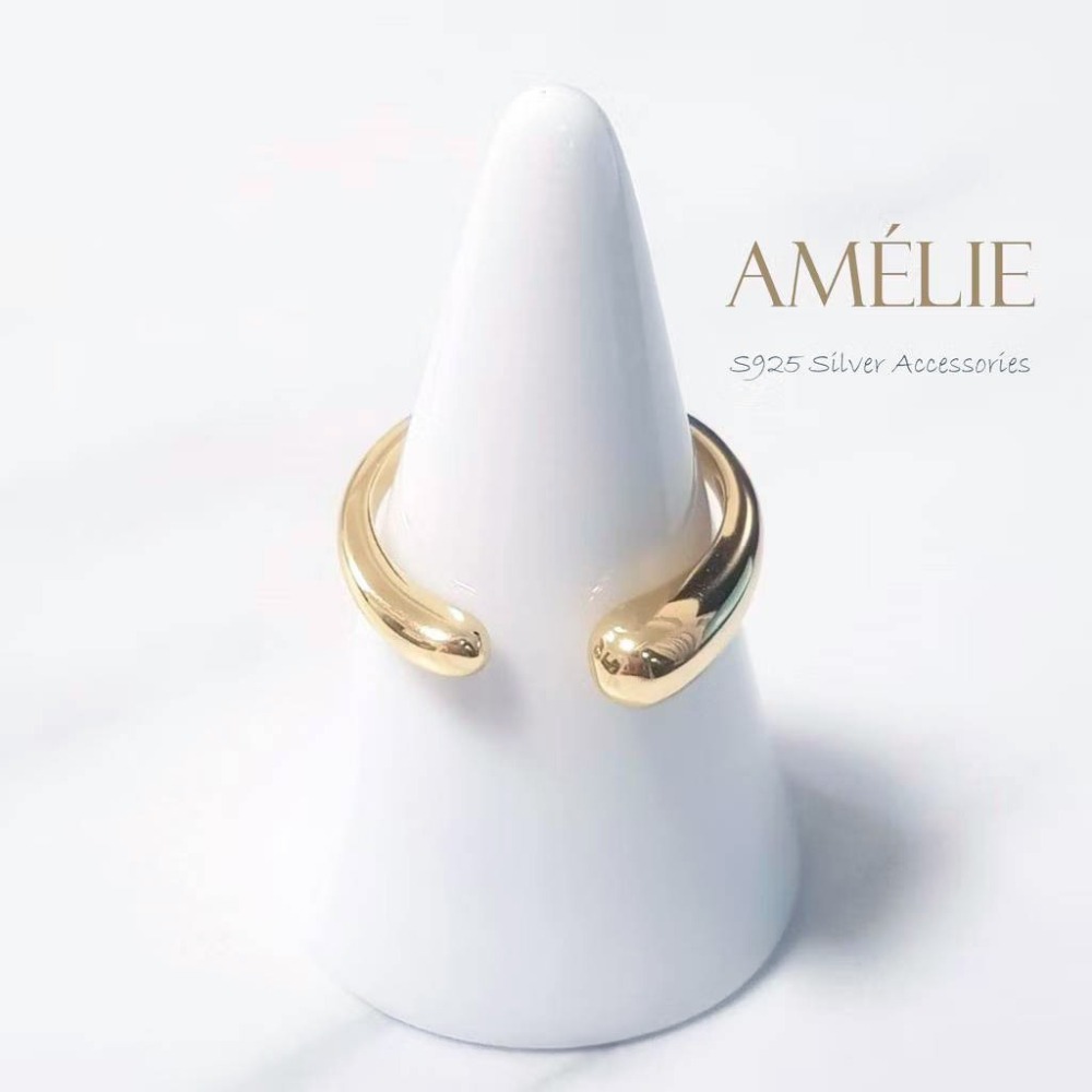 925銀├水滴開口戒┤ 戒指 銀戒指 尾戒 食指戒 中性戒 S925 純銀 可調整戒 純銀戒 戒指-細節圖5