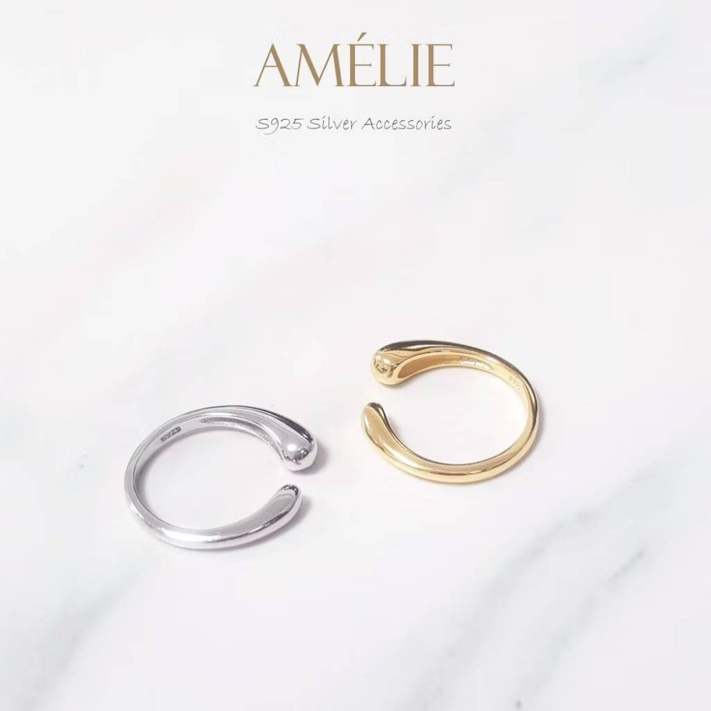 925銀├水滴開口戒┤ 戒指 銀戒指 尾戒 食指戒 中性戒 S925 純銀 可調整戒 純銀戒 戒指-細節圖8