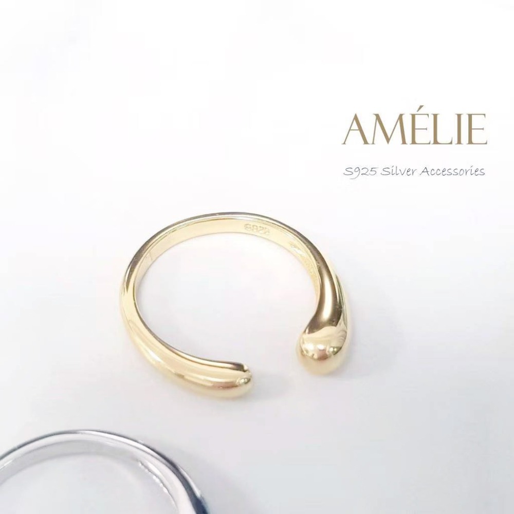 925銀├水滴開口戒┤ 戒指 銀戒指 尾戒 食指戒 中性戒 S925 純銀 可調整戒 純銀戒 戒指-細節圖9