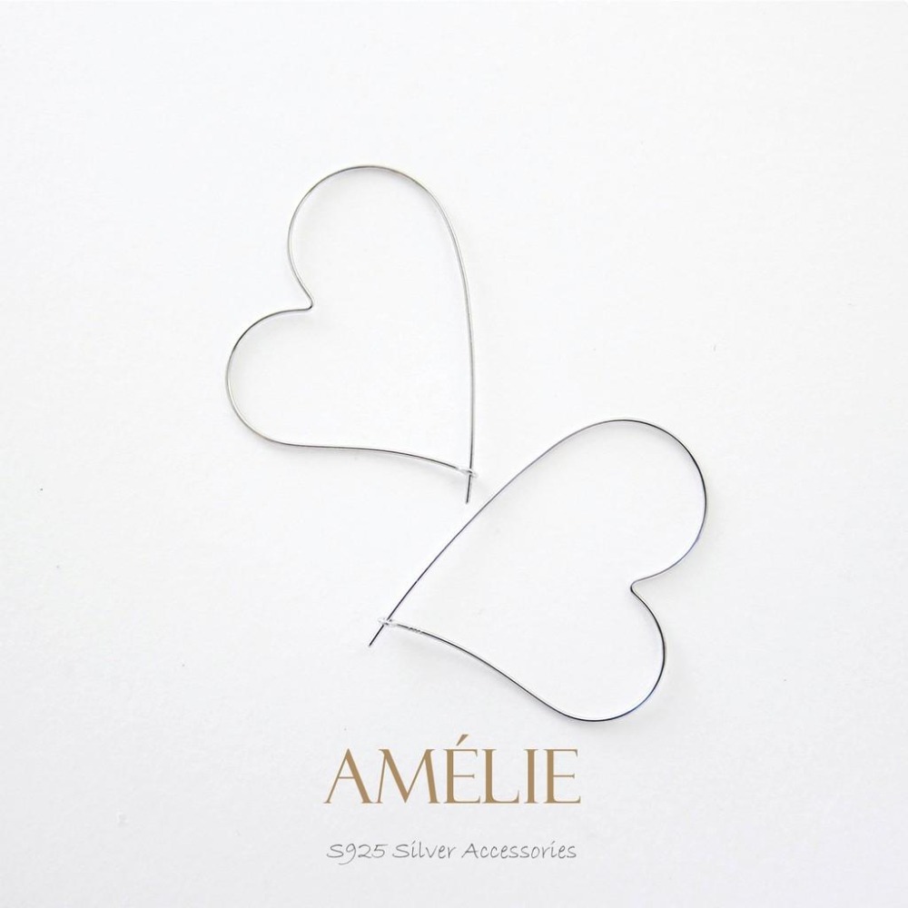 925銀├心型圈耳環┤ 耳環 愛心耳環 心型耳環 大框框耳環 銀耳環-細節圖2