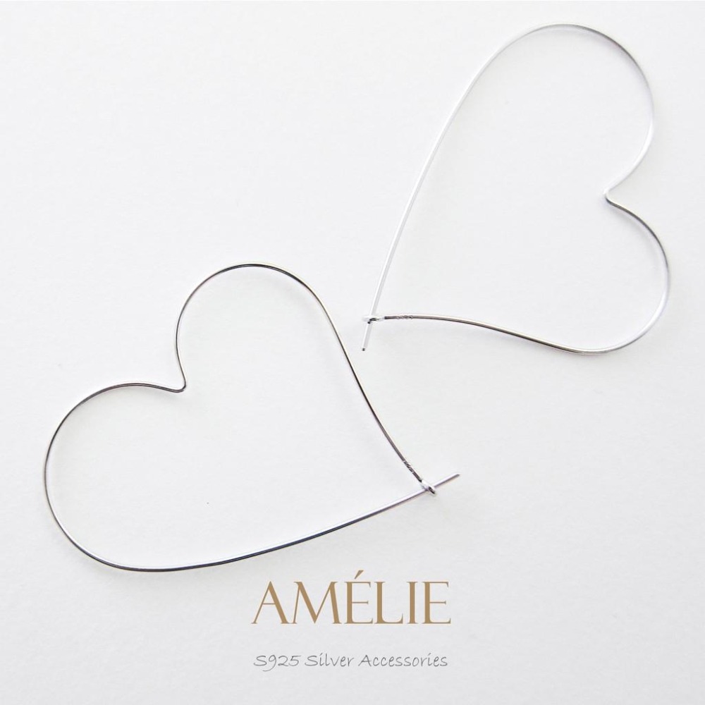 925銀├心型圈耳環┤ 耳環 愛心耳環 心型耳環 大框框耳環 銀耳環-細節圖4