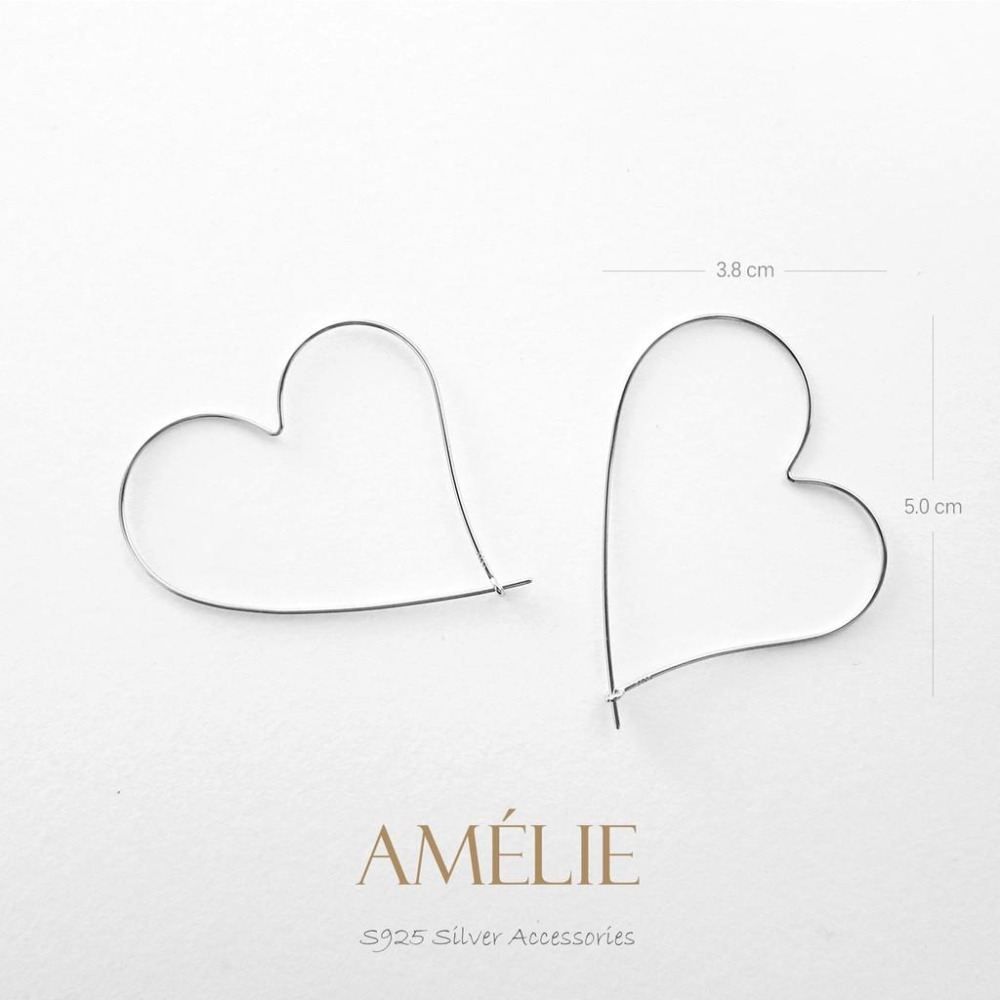 925銀├心型圈耳環┤ 耳環 愛心耳環 心型耳環 大框框耳環 銀耳環-細節圖7