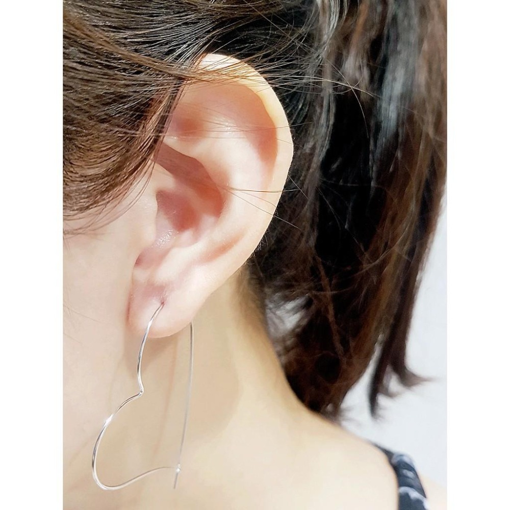 925銀├心型圈耳環┤ 耳環 愛心耳環 心型耳環 大框框耳環 銀耳環-細節圖8