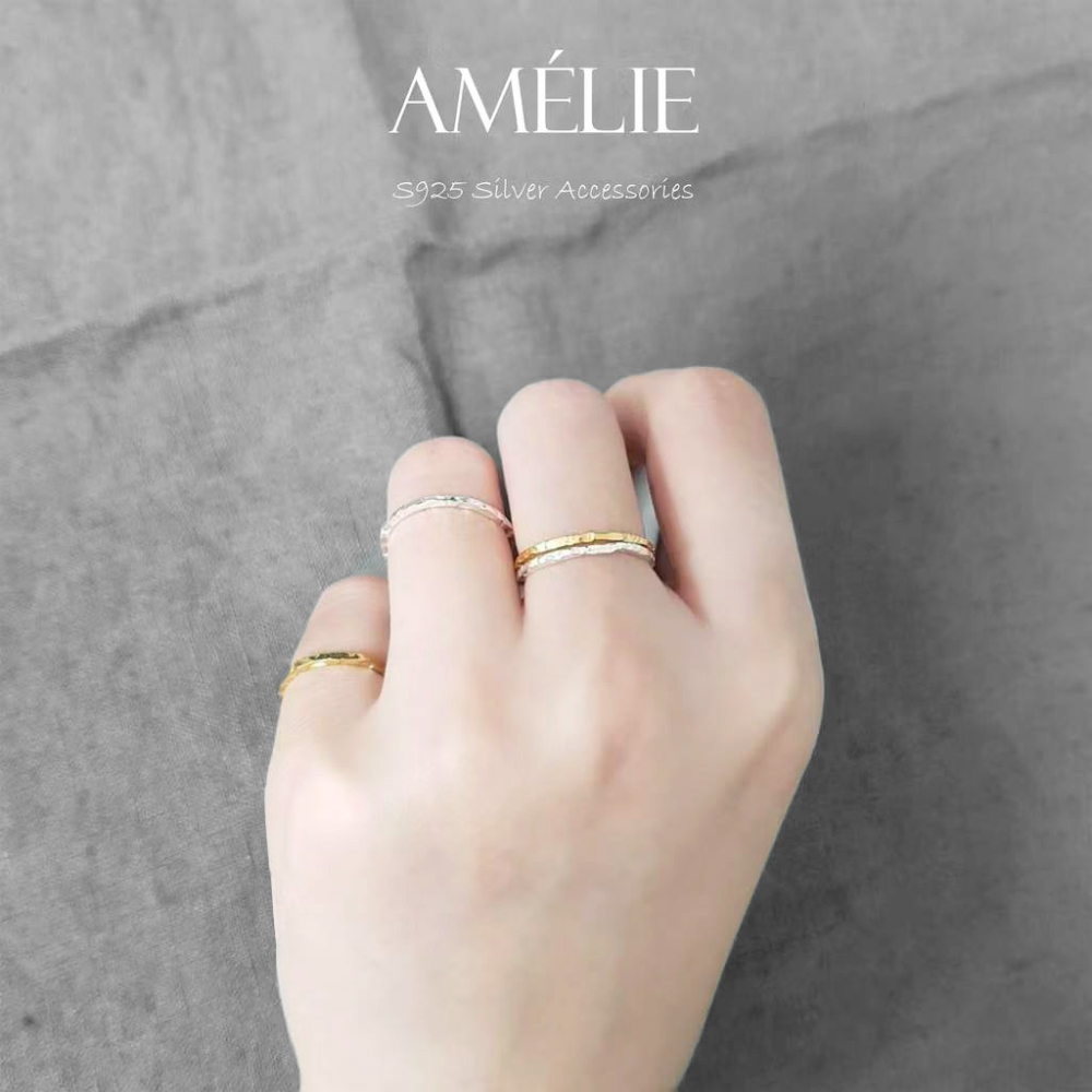 925銀├極簡捶打細戒┤ 細版線戒 百搭 純銀線戒 純銀 戒指 銀戒指 尾戒 食指戒 S925-細節圖7